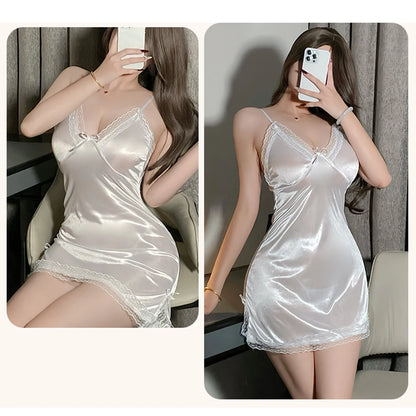 Satin Suspender Nightdress Thong Pajama