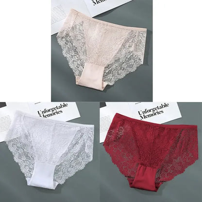 S-4XL Plus Size 3Pcs Lace Panties for Women Underwear