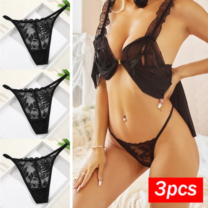 3Pcs/Set Women Sexy Thongs G-String Transparent Panties