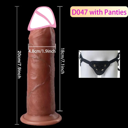 Wearable Realistic Strapon Dildo Skin Testicles Sliding