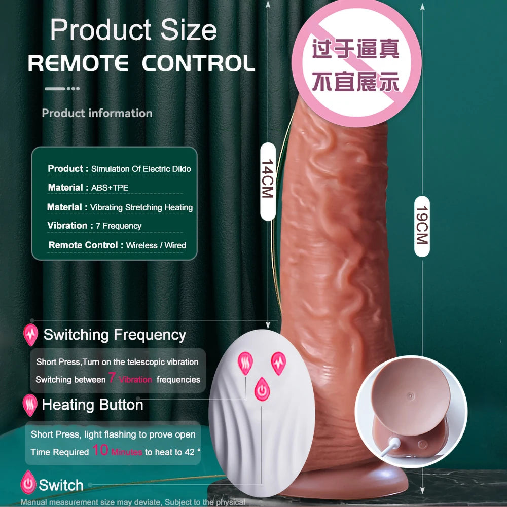 Big Dildo Vibrator Rechargeable Artificial Penis Telescopic Swing