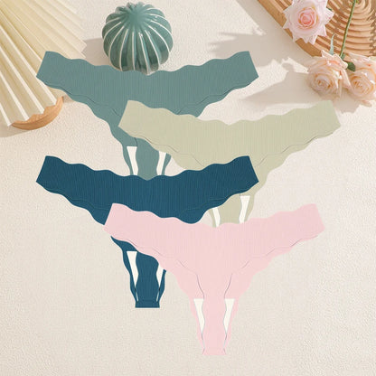FINETOO 4Pcs Women's Sexy Panties Ice Silk Satin