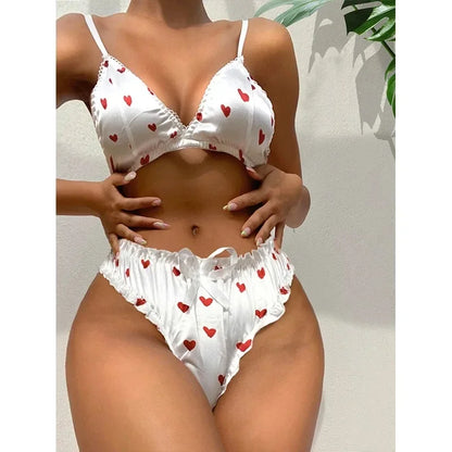 Women's Erotic Lingerie Suit Bowknot Sexy Wire Free Lingerie Underwear