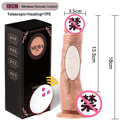 Big Dildo Vibrator Rechargeable Artificial Penis Telescopic Swing