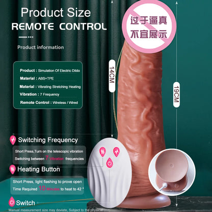 Thrusting Rotation Remote Control Dildo Vibrator