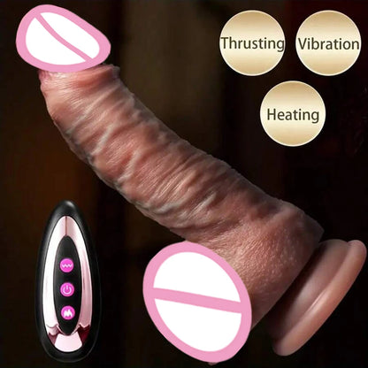 Realistic Dildo Telescopic Vibrator Female Thrusting Sex Toys