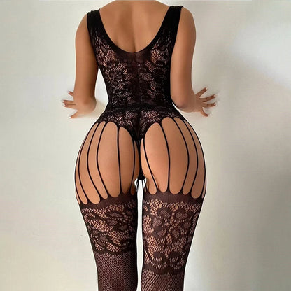 Women's jumpsuit Deep V Perspective Tight Hollow jumpsuit