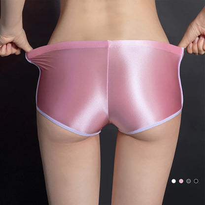 Sexy Lingerie Woman Body Oil Shiny Glossy Safety Short Pants