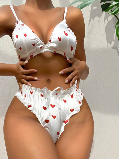 Women's Erotic Lingerie Suit Bowknot Sexy Wire Free Lingerie Underwear