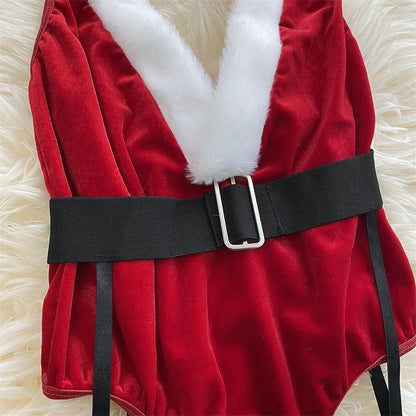 Women'S Christmas Sexy Bunny Red Bodysuit