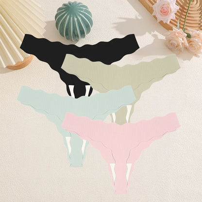 FINETOO 4Pcs Women's Sexy Panties Ice Silk Satin