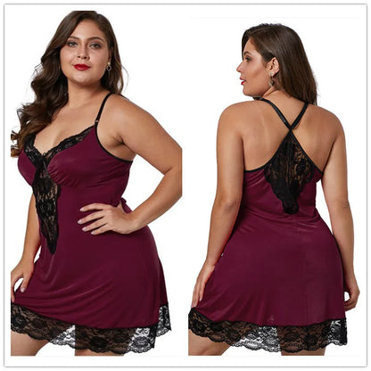 Sexy Lace Women's Nightwear BBW Night Dress Hollow Out