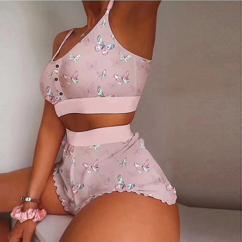 2 Pieces Set Women's Pajama Shorts Suit