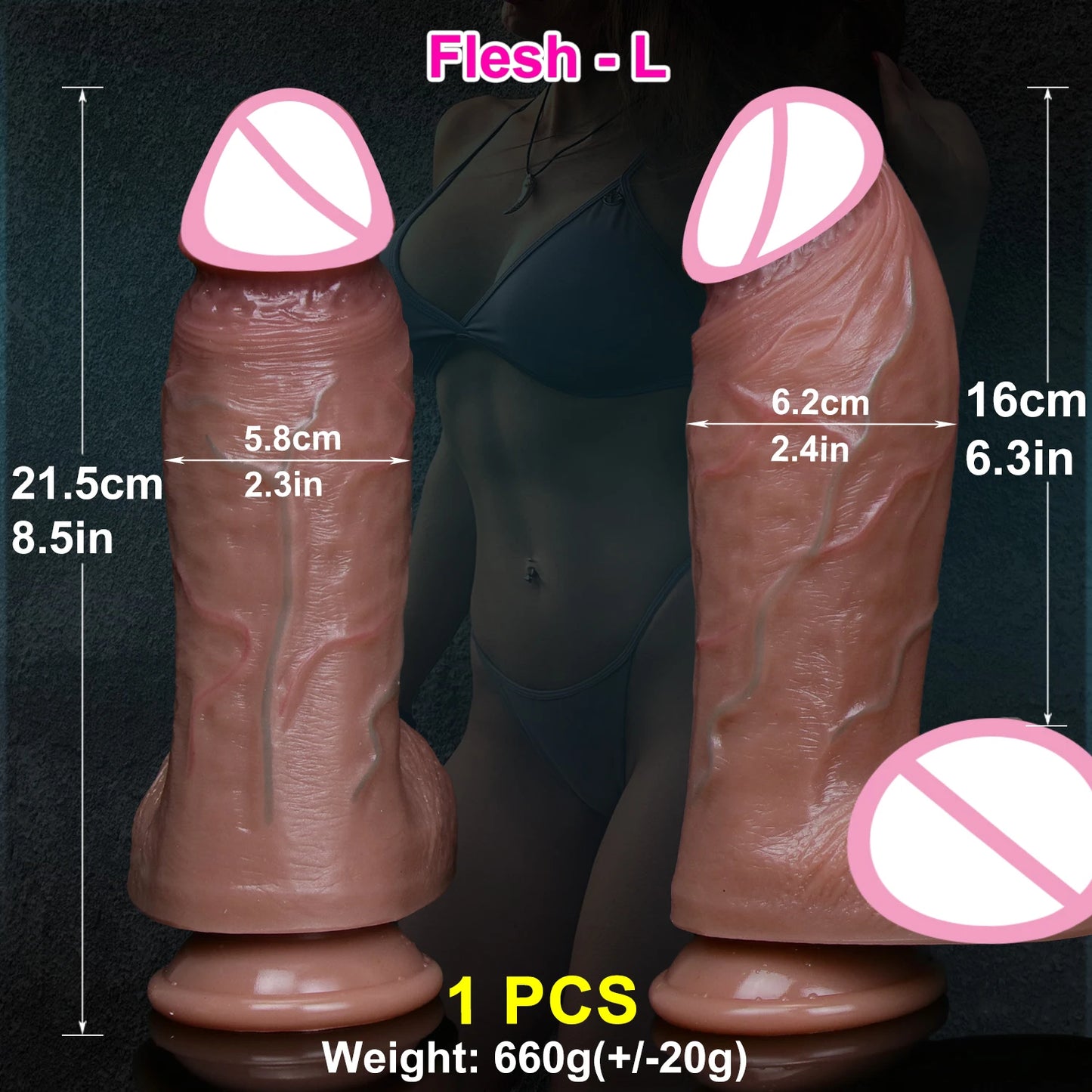 Realistic Skin Soft Thick Dildo Double Silicone Small Penis