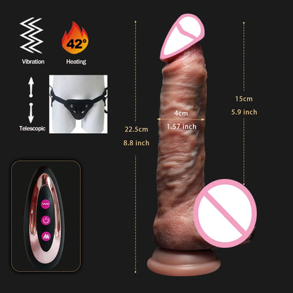 Realistic Dildo Telescopic Vibrator Masturbation Anal plug