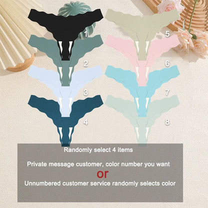 FINETOO 4Pcs Women's Sexy Panties Ice Silk Satin