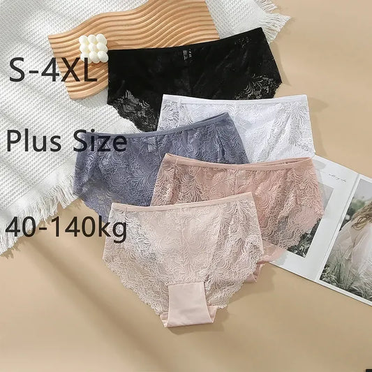 S-4XL Plus Size 3Pcs Lace Panties for Women Underwear