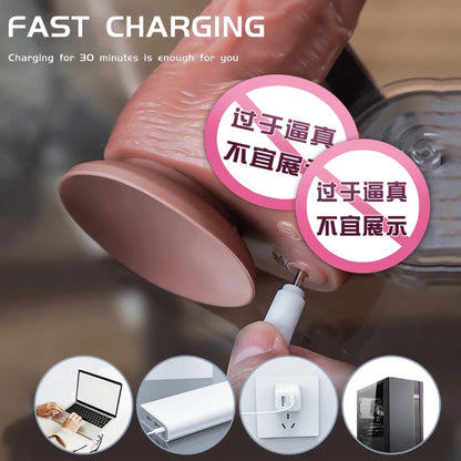 Thrusting Rotation Remote Control Dildo Vibrator