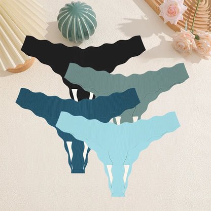 FINETOO 4Pcs Women's Sexy Panties Ice Silk Satin