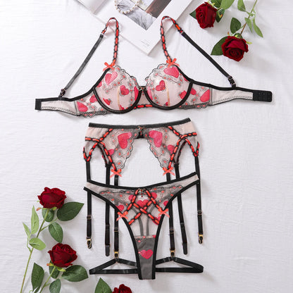 Women Sexy Lingerie Mesh Embroidery Printing Patchwork Micro