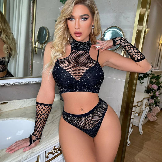 New Hot Rhinestone Sexy Lingerie For Women Fashion 2-piece