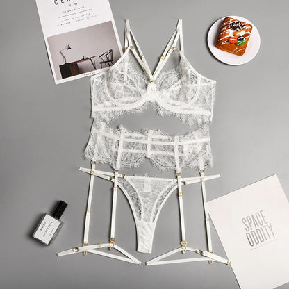 Sexy Lingerie Classic Bandage Bra Garters Thongs Push Up Brassiere