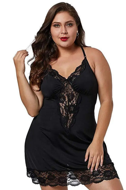 Sexy Lace Women's Nightwear BBW Night Dress Hollow Out