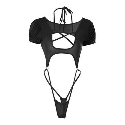 Sexy Lingerie Women Sling Hollow Bra Set Erotic Crotchless Bodysuit