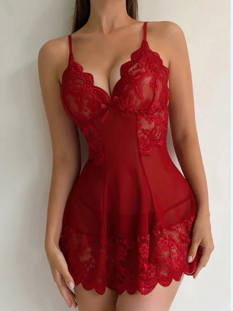 Sexy Lingerie Set Lace Short Nightdress