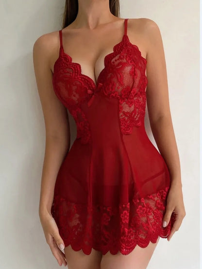 Sexy Lingerie Set Lace Short Nightdress