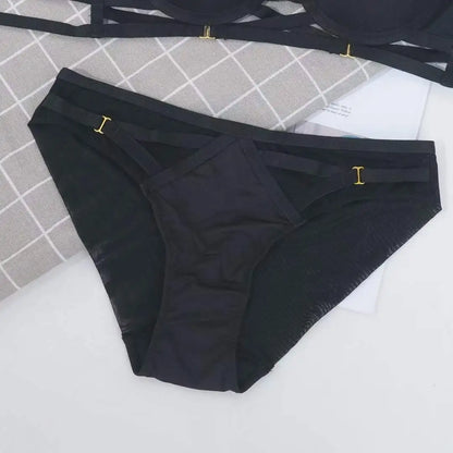 Sexy Lingerie Cross Bandage Push Up Smooth Bra Underwear Set