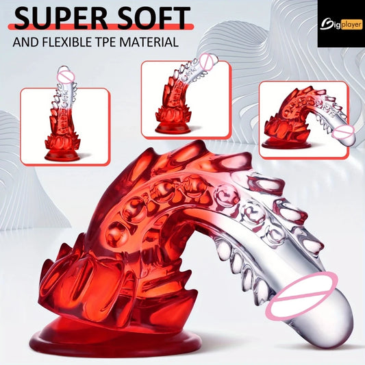 Clear Realistic G-spot Monster Dildo with Suction Cup