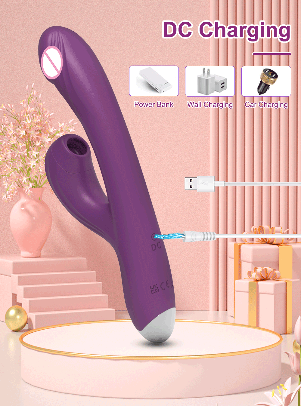 Clitoral Sucking G-spot Vibrator Dildo for Women Heating Nipple Vacuum