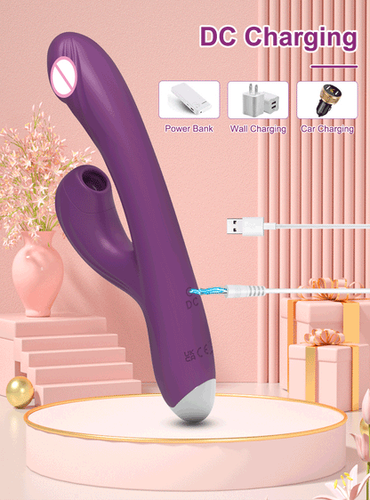 Clitoral Sucking G-spot Vibrator Dildo for Women Heating Nipple Vacuum