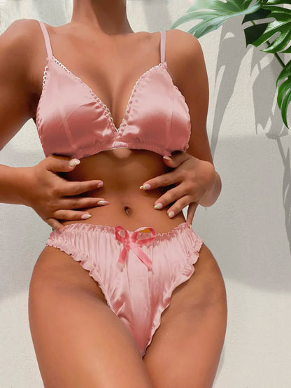 Women's Erotic Lingerie Suit Bowknot Sexy Wire Free Lingerie Underwear