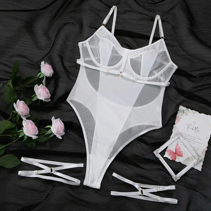 Lace Transparent Bodysuit Lingerie