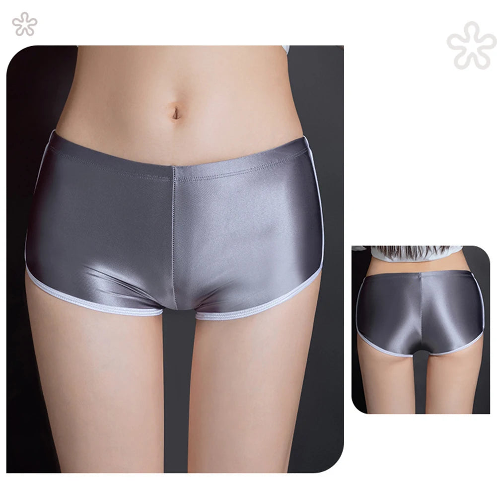 Sexy Lingerie Woman Body Oil Shiny Glossy Safety Short Pants