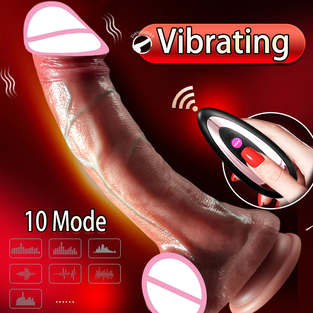 Realistic Vibration Dildo Telescopic Penis Anal Plug Vibration