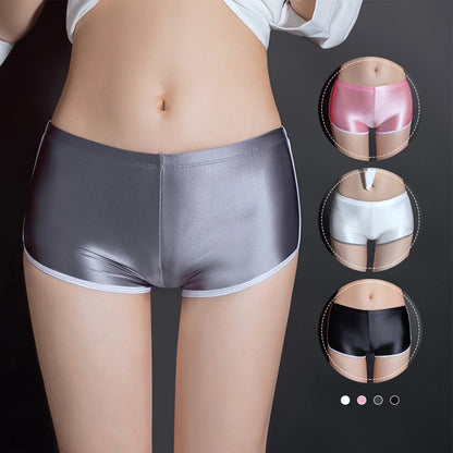 Sexy Lingerie Woman Body Oil Shiny Glossy Safety Short Pants