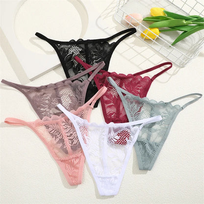 3Pcs/Set Women Sexy Thongs G-String Transparent Panties