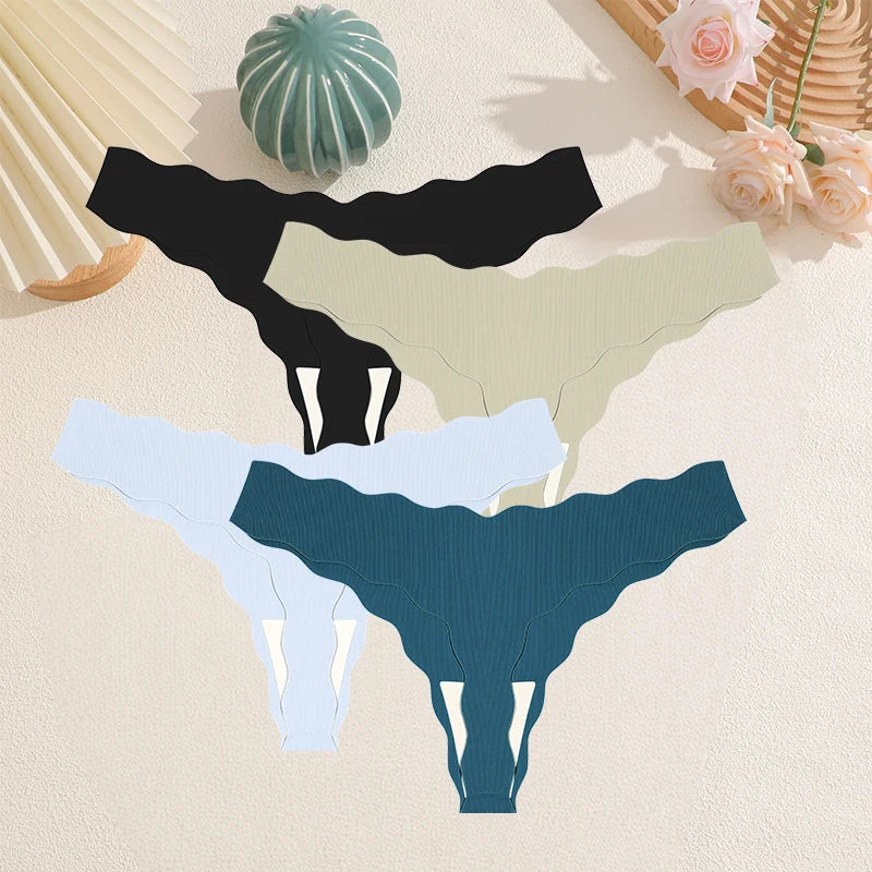 FINETOO 4Pcs Women's Sexy Panties Ice Silk Satin