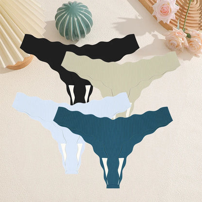 FINETOO 4Pcs Women's Sexy Panties Ice Silk Satin