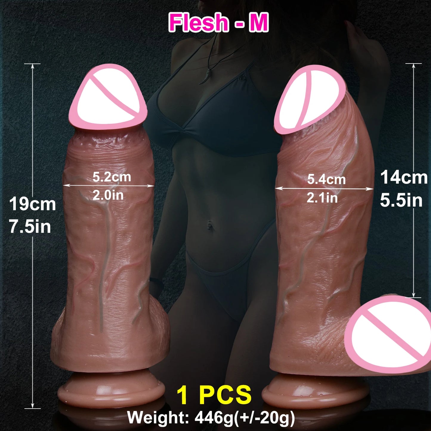 Realistic Skin Soft Thick Dildo Double Silicone Small Penis