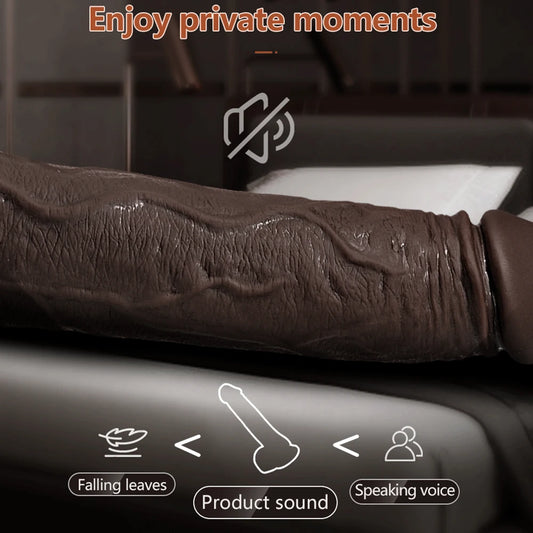 Black Big Penis 8.7in Telescopic Heating Dildo Vibrator Massage