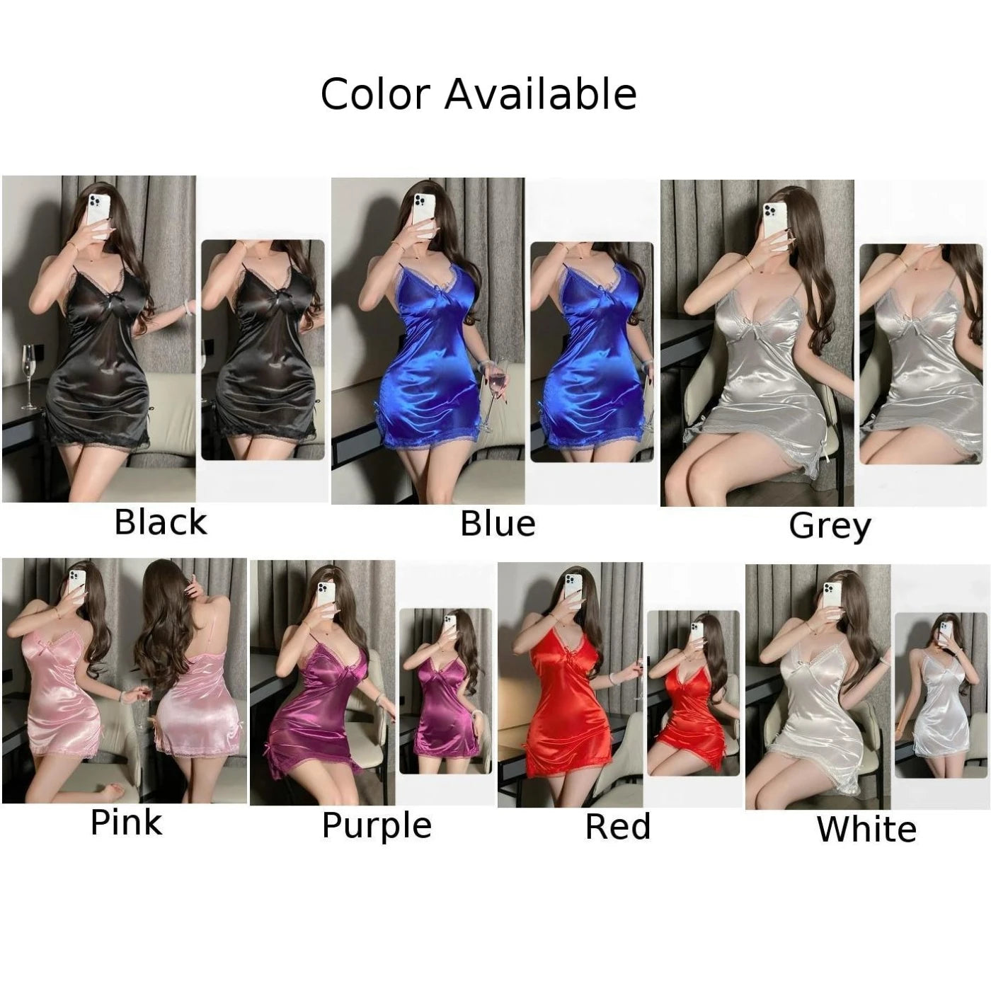 Satin Suspender Nightdress Thong Pajama