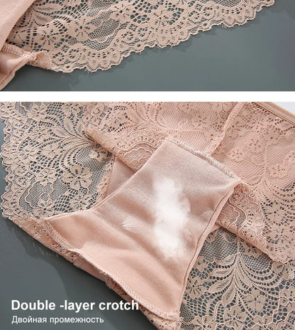 S-4XL Plus Size 3Pcs Lace Panties for Women Underwear