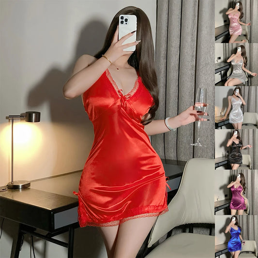 Satin Suspender Nightdress Thong Pajama