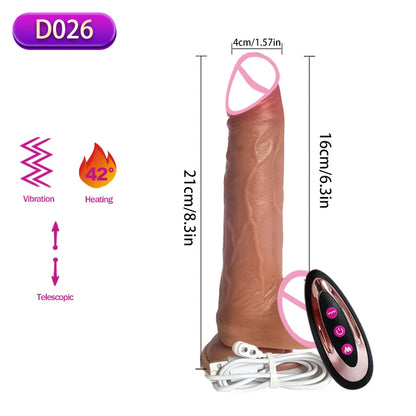 Realistic Vibration Dildo Telescopic Penis Anal Plug Vibration