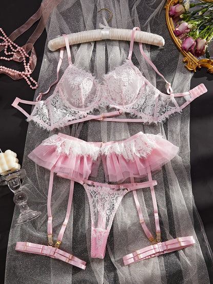MUZISKAT 2024 New Hot Sale Erotic Set Lace Pleated Skirt