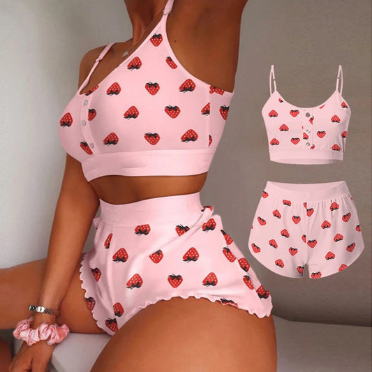 2 Pieces Set Women's Pajama Shorts Suit
